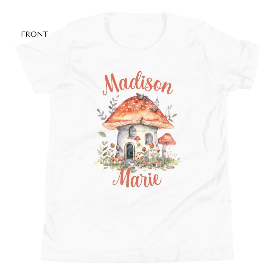 Custom Watercolor Woodland Mushroom Homes T-Shirt - ART-TSH114 - ARTFULANE