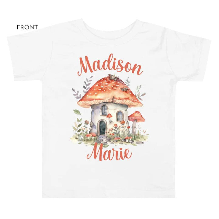 Custom Watercolor Woodland Mushroom Homes T-Shirt - ART-TSH114 - ARTFULANE