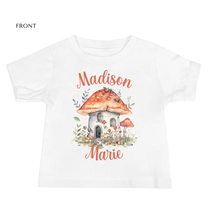 Custom Watercolor Woodland Mushroom Homes T-Shirt - ART-TSH114 - ARTFULANE