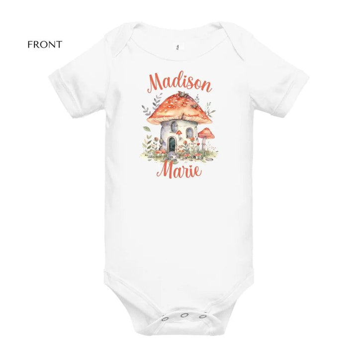 Custom Watercolor Woodland Mushroom Homes T-Shirt - ART-TSH114 - ARTFULANE