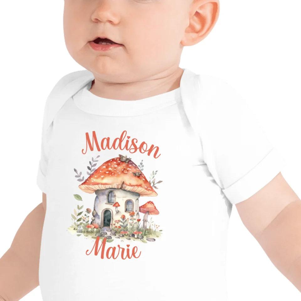 Custom Watercolor Woodland Mushroom Homes T-Shirt - ART-TSH114 - ARTFULANE