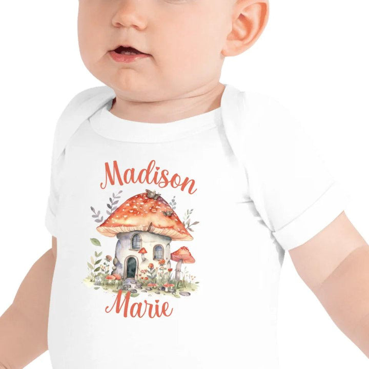 Custom Watercolor Woodland Mushroom Homes T-Shirt - ART-TSH114 - ARTFULANE