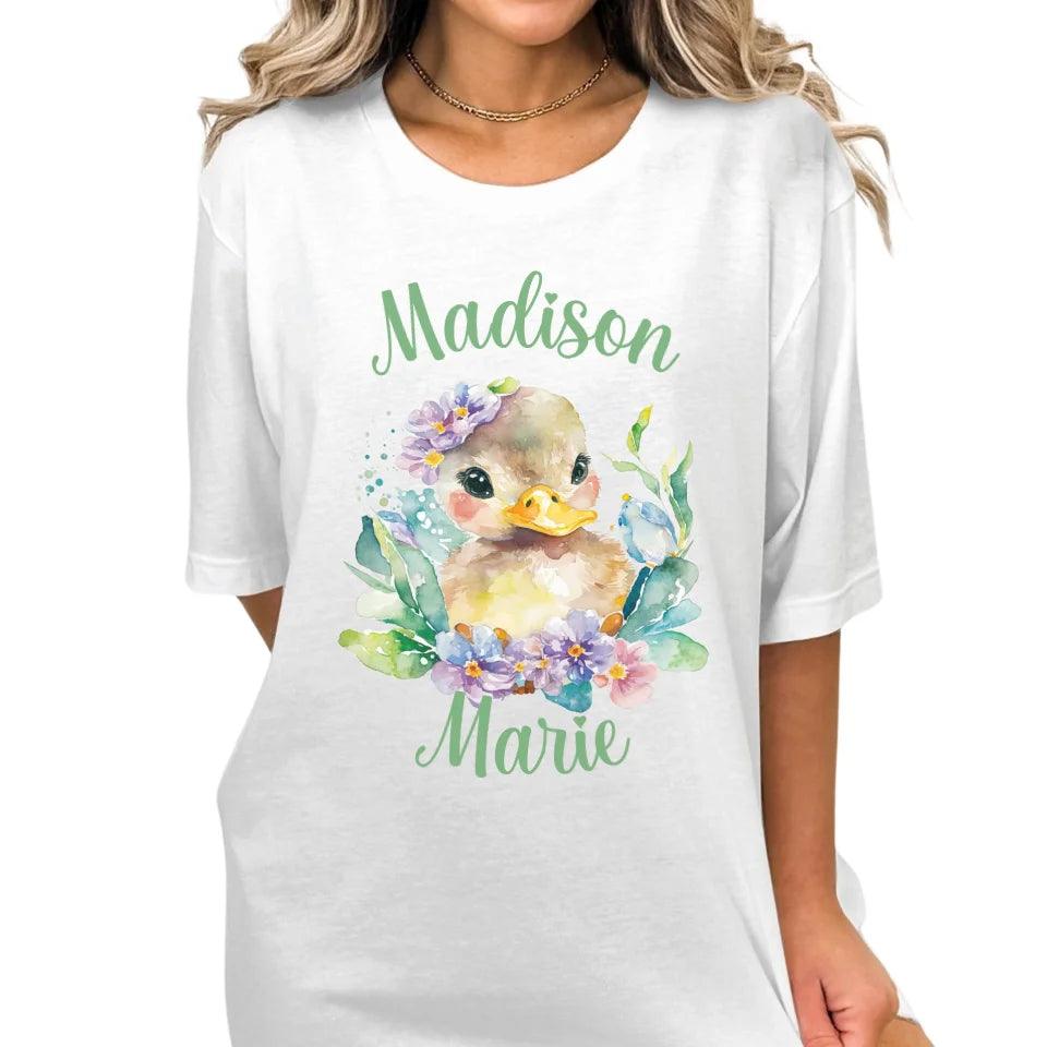 Custom Watercolor Spring Ducks T-Shirt - ART-TSH117 - ARTFULANE