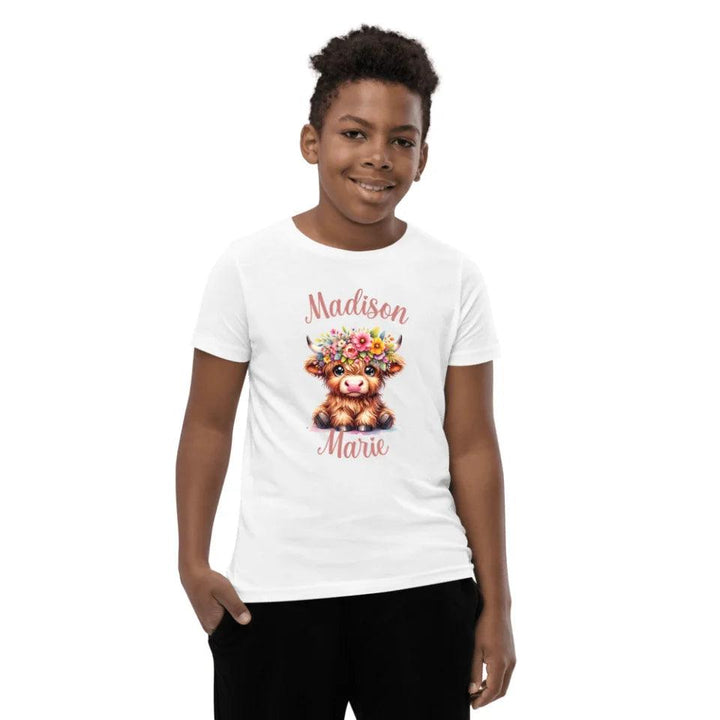 Custom Cute Floral Highland Cows T-Shirt - ART-TSH120 - ARTFULANE