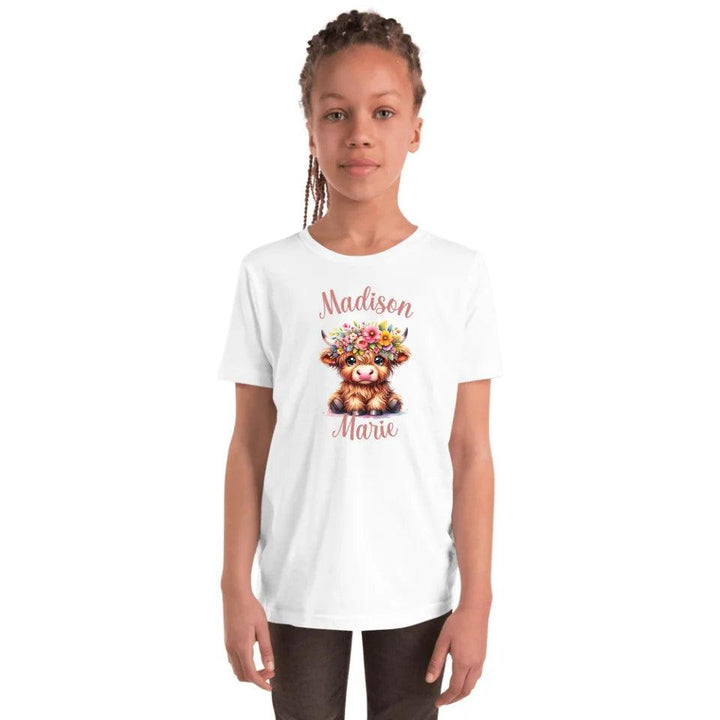 Custom Cute Floral Highland Cows T-Shirt - ART-TSH120 - ARTFULANE