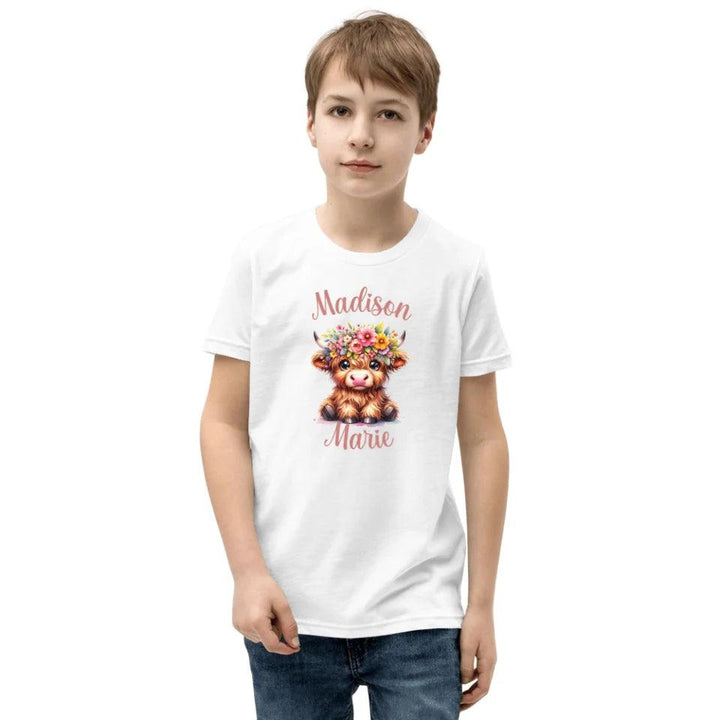 Custom Cute Floral Highland Cows T-Shirt - ART-TSH120 - ARTFULANE