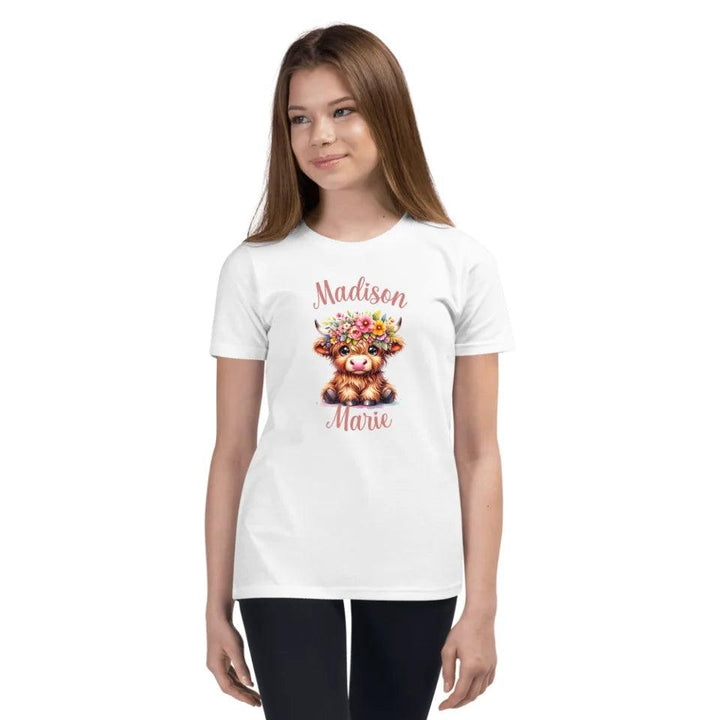 Custom Cute Floral Highland Cows T-Shirt - ART-TSH120 - ARTFULANE