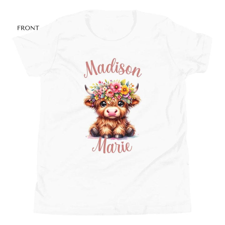 Custom Cute Floral Highland Cows T-Shirt - ART-TSH120 - ARTFULANE