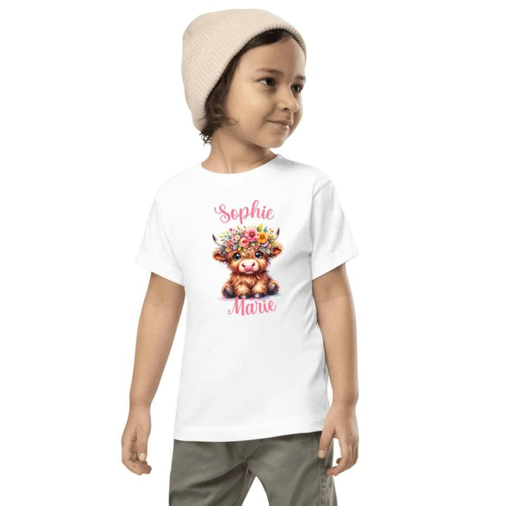 Custom Cute Floral Highland Cows T-Shirt - ART-TSH120 - ARTFULANE