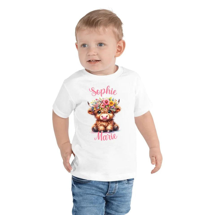 Custom Cute Floral Highland Cows T-Shirt - ART-TSH120 - ARTFULANE