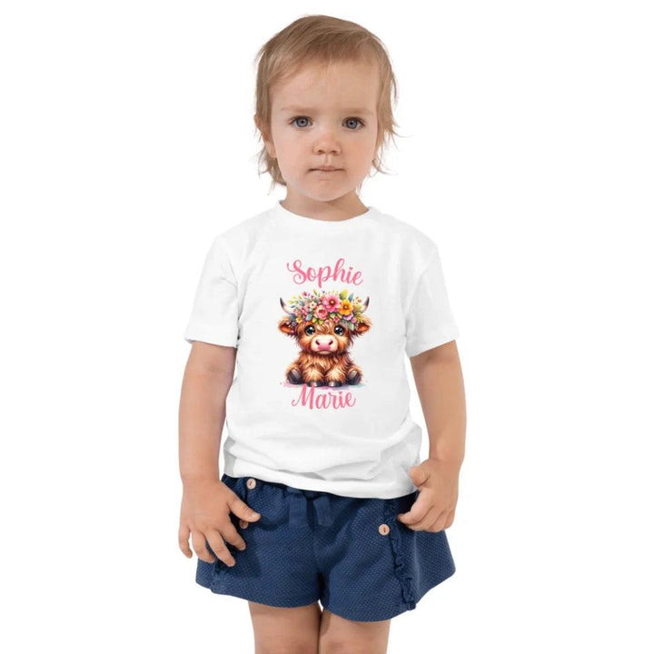 Custom Cute Floral Highland Cows T-Shirt - ART-TSH120 - ARTFULANE