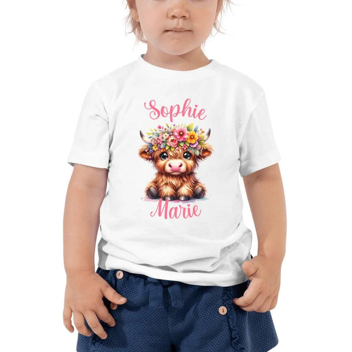 Custom Cute Floral Highland Cows T-Shirt - ART-TSH120 - ARTFULANE