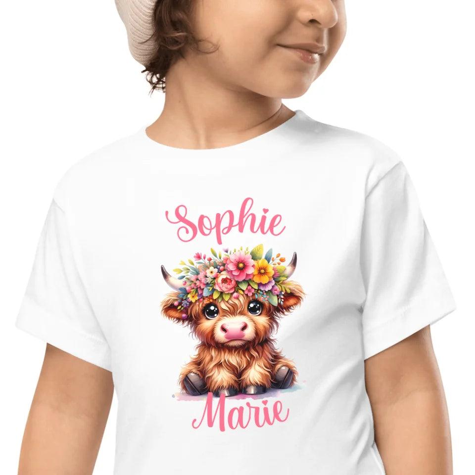 Custom Cute Floral Highland Cows T-Shirt - ART-TSH120 - ARTFULANE