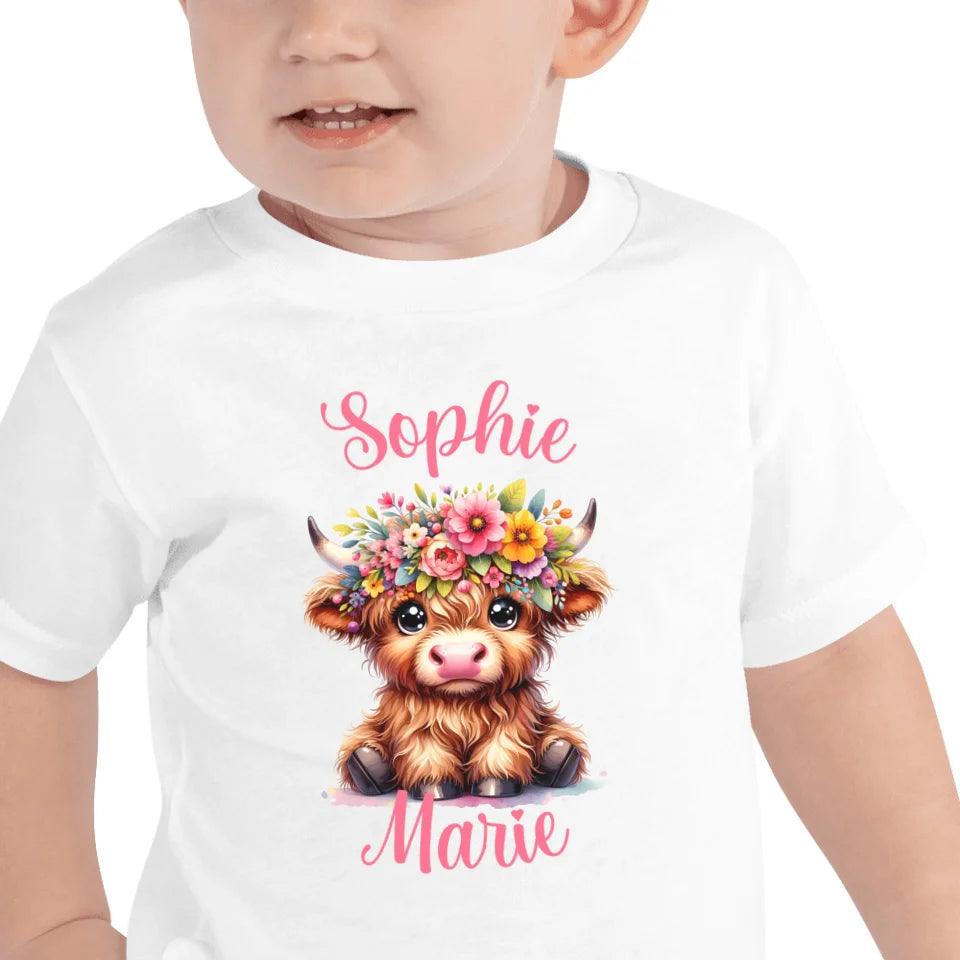 Custom Cute Floral Highland Cows T-Shirt - ART-TSH120 - ARTFULANE