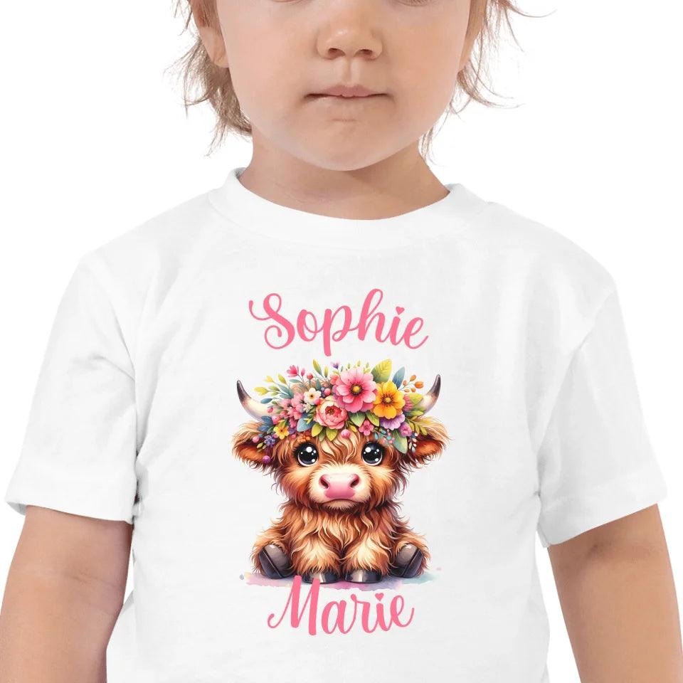 Custom Cute Floral Highland Cows T-Shirt - ART-TSH120 - ARTFULANE