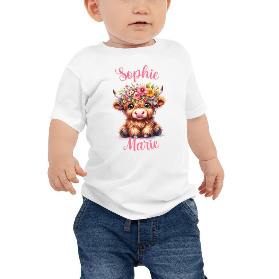 Custom Cute Floral Highland Cows T-Shirt - ART-TSH120 - ARTFULANE