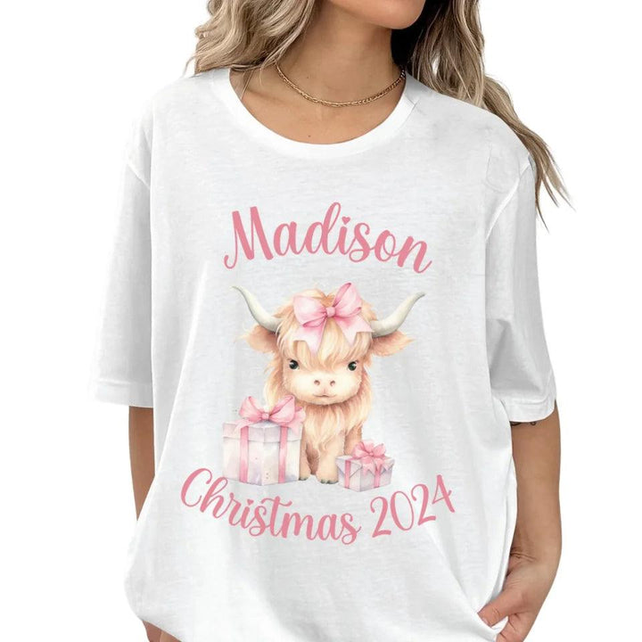 Custom Christmas Highland Animals T-Shirt - ART-TSH124 - ARTFULANE