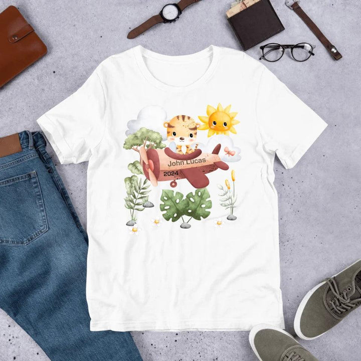 Custom Watercolor Safari Animal Pilot T-Shirt - ART-TSH136 - ARTFULANE