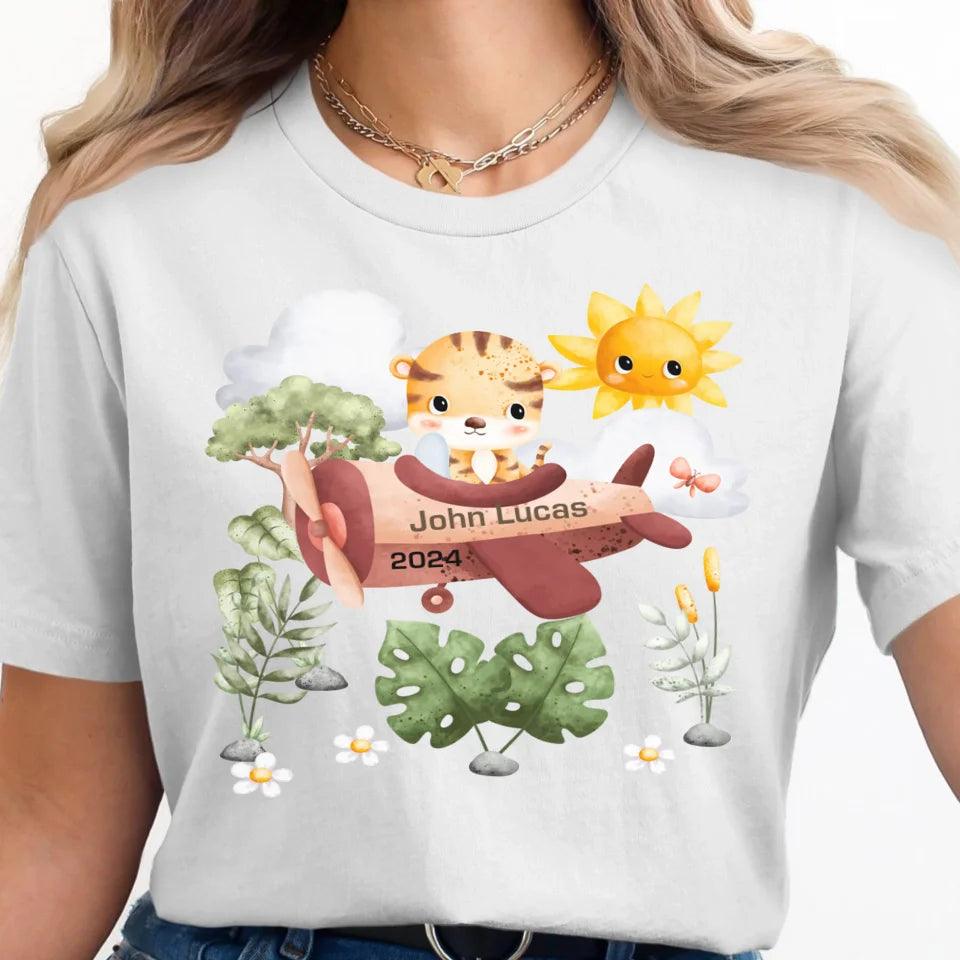 Custom Watercolor Safari Animal Pilot T-Shirt - ART-TSH136 - ARTFULANE