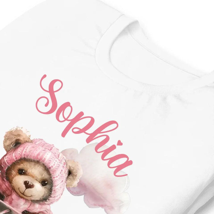 Custom Watercolor Teddy Bear Flying Airplane T-Shirt - ART-TSH142 - ARTFULANE