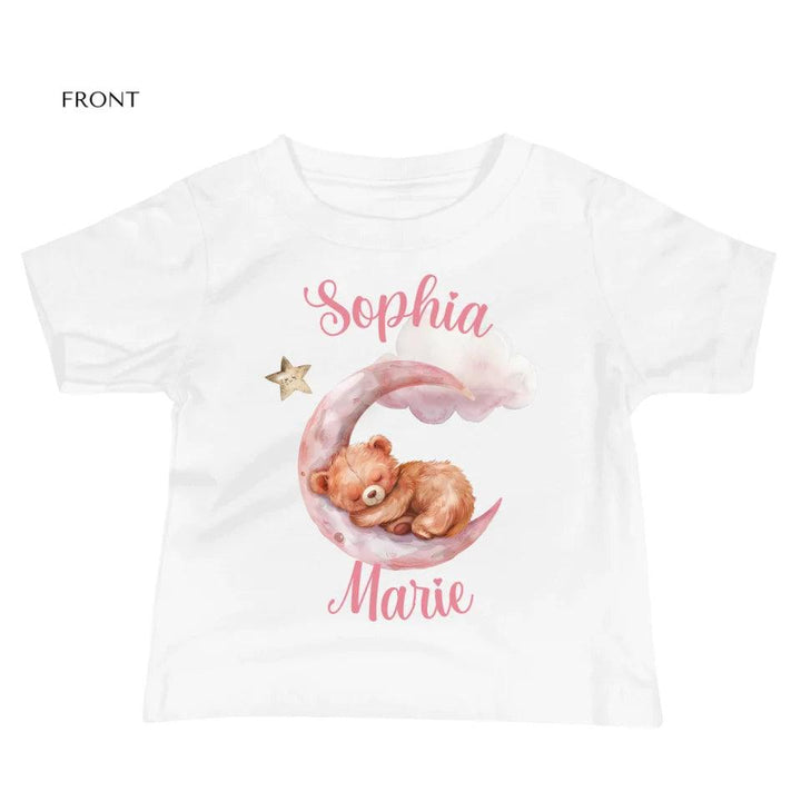 Custom Watercolor Teddy Bear Sleeping on Pink Moon T-Shirt - ART-TSH143 - ARTFULANE