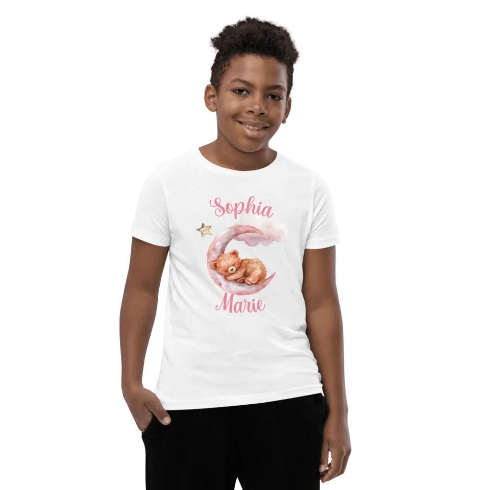 Custom Watercolor Teddy Bear Sleeping on Pink Moon T-Shirt - ART-TSH143 - ARTFULANE