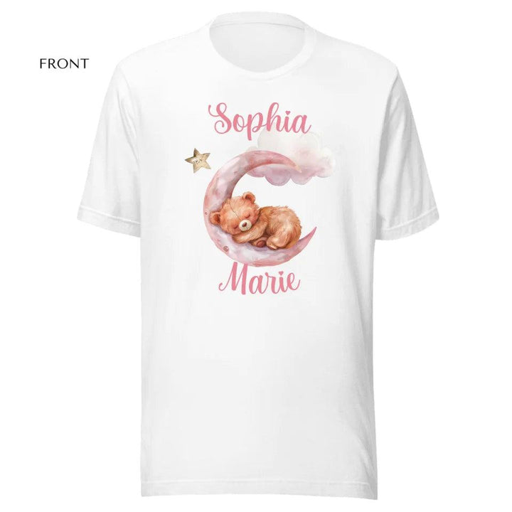 Custom Watercolor Teddy Bear Sleeping on Pink Moon T-Shirt - ART-TSH143 - ARTFULANE