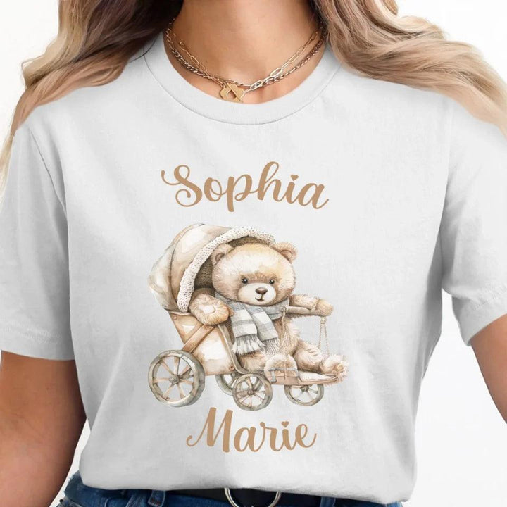 Custom Teddy Bear in Stroller T-Shirt - ART-TSH148 - ARTFULANE