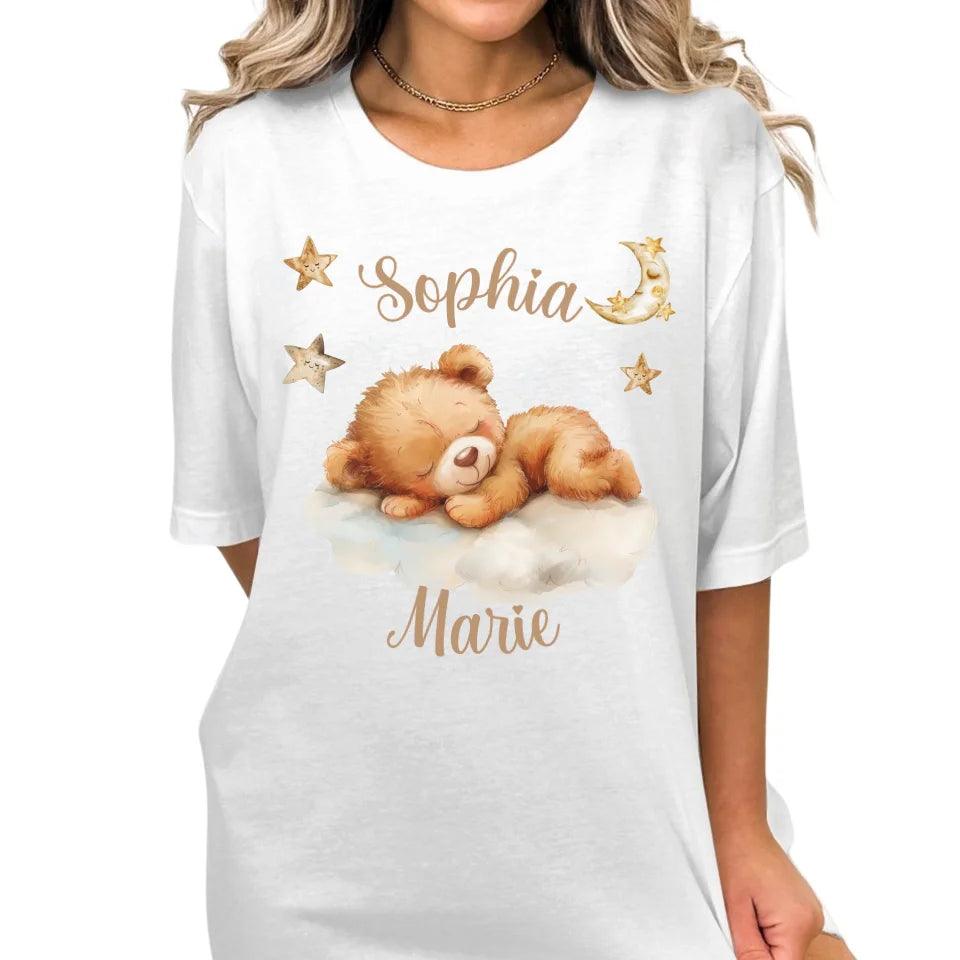 Custom Teddy Bear Sleeping on Cloud T-Shirt - ART-TSH149 - ARTFULANE