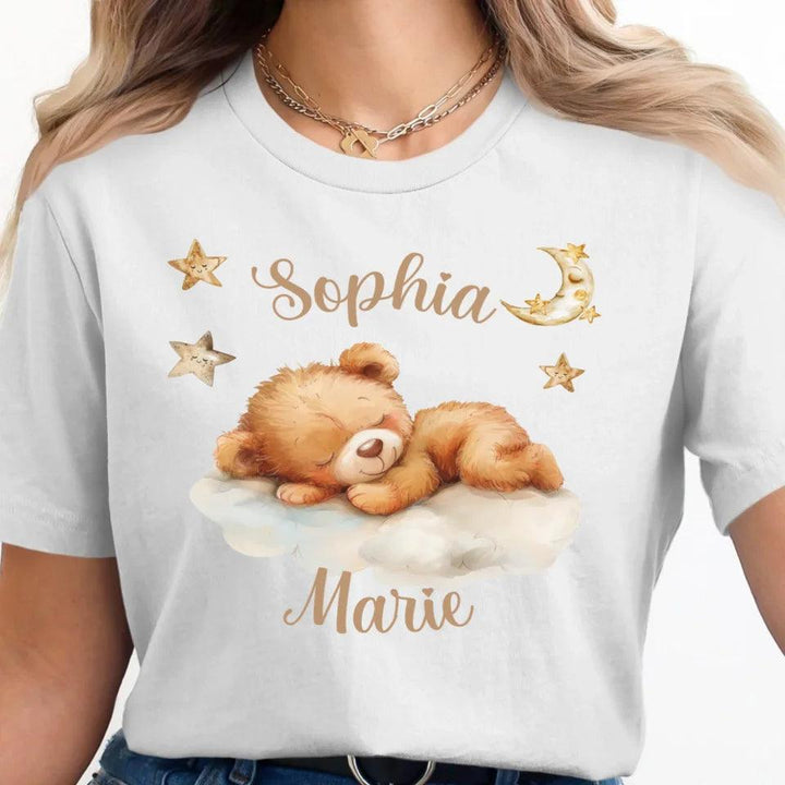 Custom Teddy Bear Sleeping on Cloud T-Shirt - ART-TSH149 - ARTFULANE