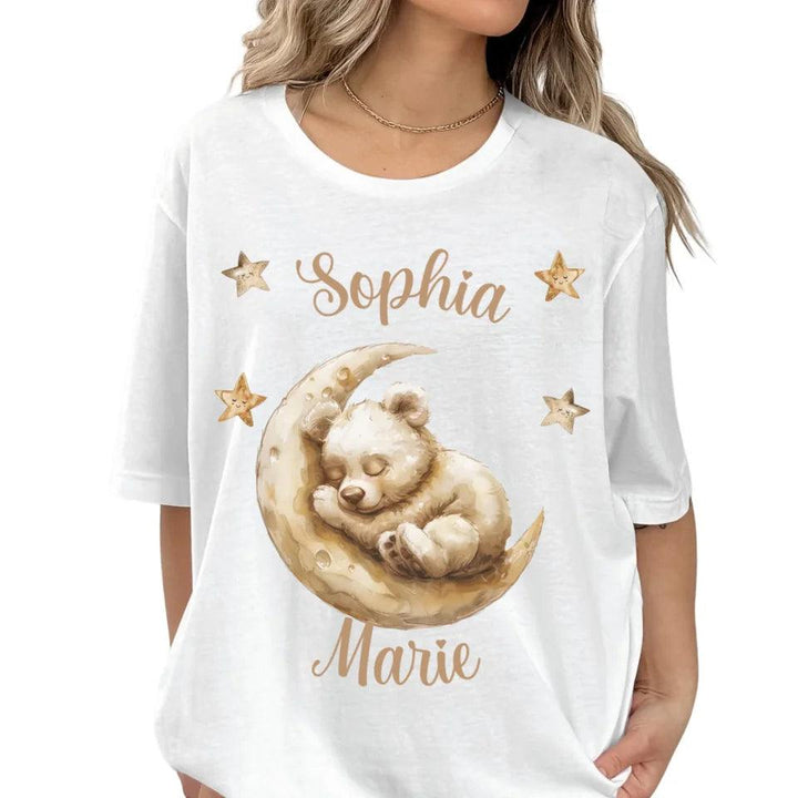 Custom Teddy Bear Sleeping on Moon T-Shirt - ART-TSH151 - ARTFULANE