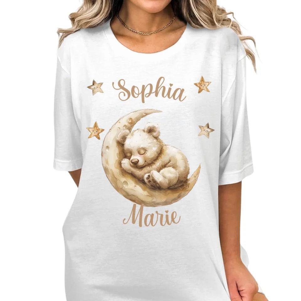 Custom Teddy Bear Sleeping on Moon T-Shirt - ART-TSH151 - ARTFULANE