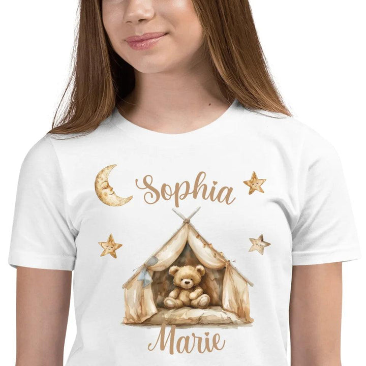 Custom Teddy Bear in Tent T-Shirt - ART-TSH154 - ARTFULANE