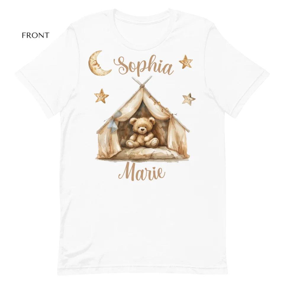 Custom Teddy Bear in Tent T-Shirt - ART-TSH154 - ARTFULANE