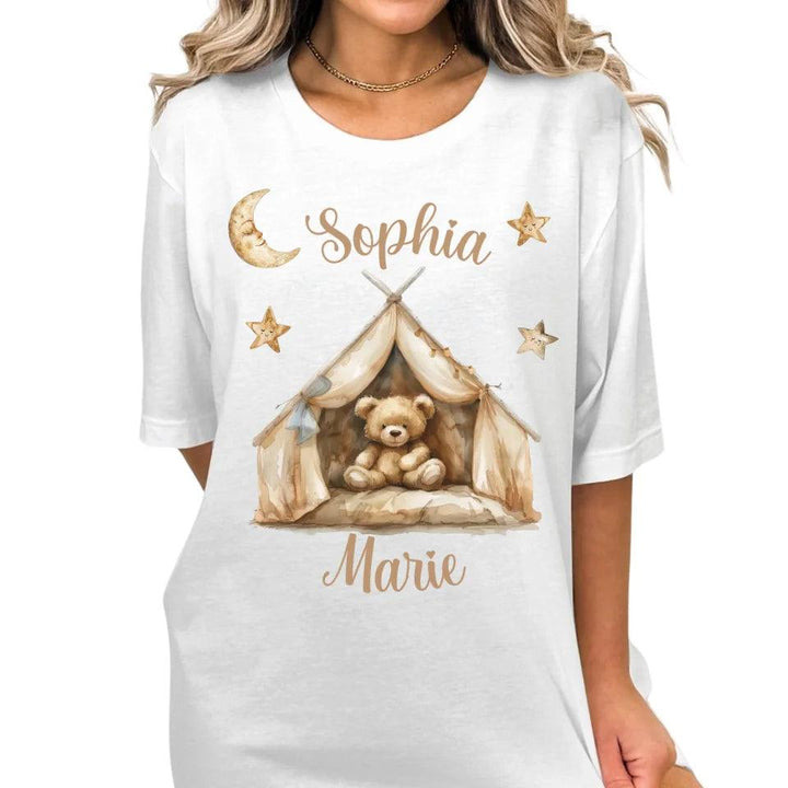 Custom Teddy Bear in Tent T-Shirt - ART-TSH154 - ARTFULANE