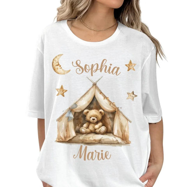 Custom Teddy Bear in Tent T-Shirt - ART-TSH154 - ARTFULANE