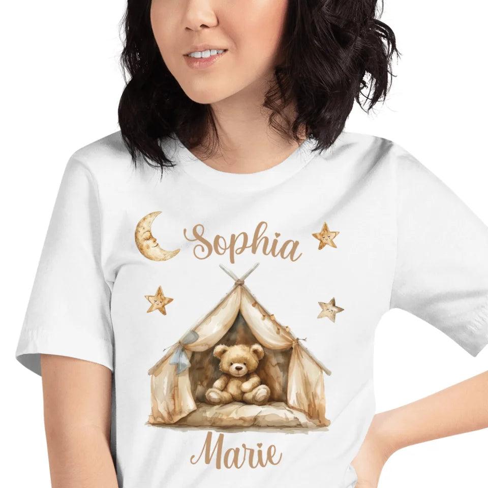 Custom Teddy Bear in Tent T-Shirt - ART-TSH154 - ARTFULANE