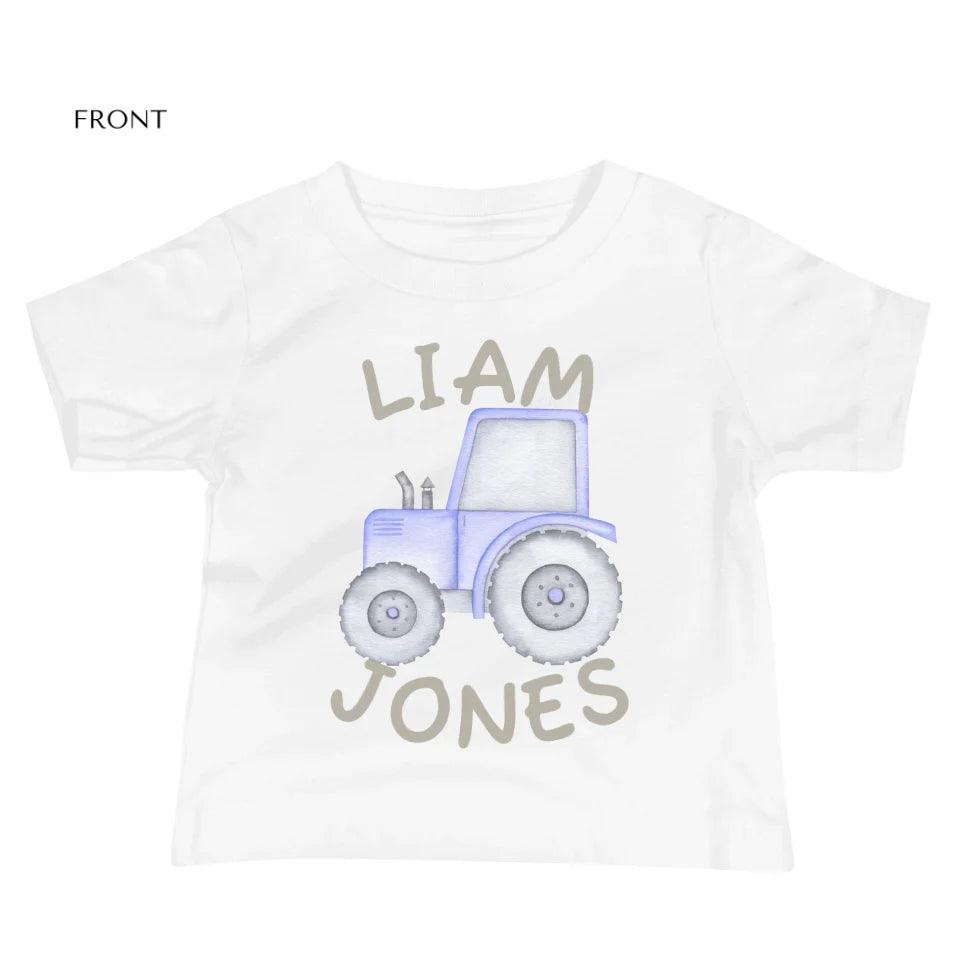 Custom Watercolor Blue Construction Trucks T-Shirt - ART-TSH161 - ARTFULANE