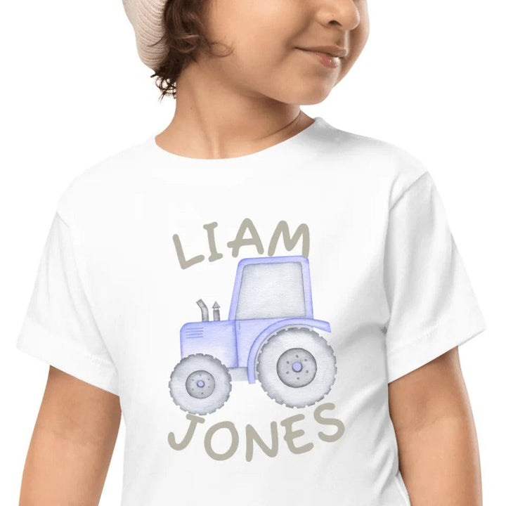 Custom Watercolor Blue Construction Trucks T-Shirt - ART-TSH161 - ARTFULANE