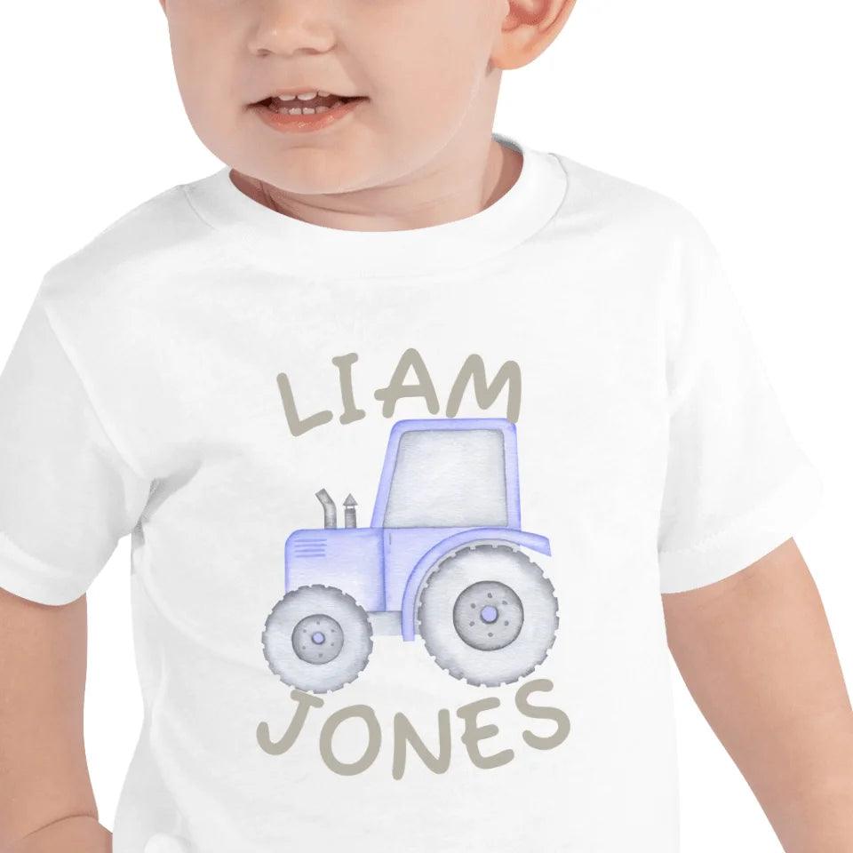 Custom Watercolor Blue Construction Trucks T-Shirt - ART-TSH161 - ARTFULANE