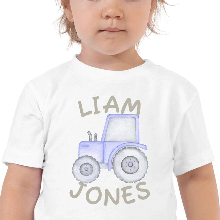 Custom Watercolor Blue Construction Trucks T-Shirt - ART-TSH161 - ARTFULANE