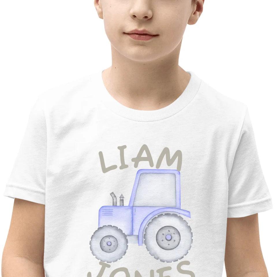 Custom Watercolor Blue Construction Trucks T-Shirt - ART-TSH161 - ARTFULANE