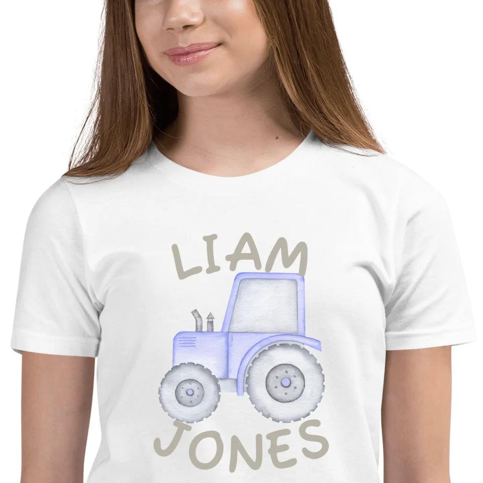 Custom Watercolor Blue Construction Trucks T-Shirt - ART-TSH161 - ARTFULANE