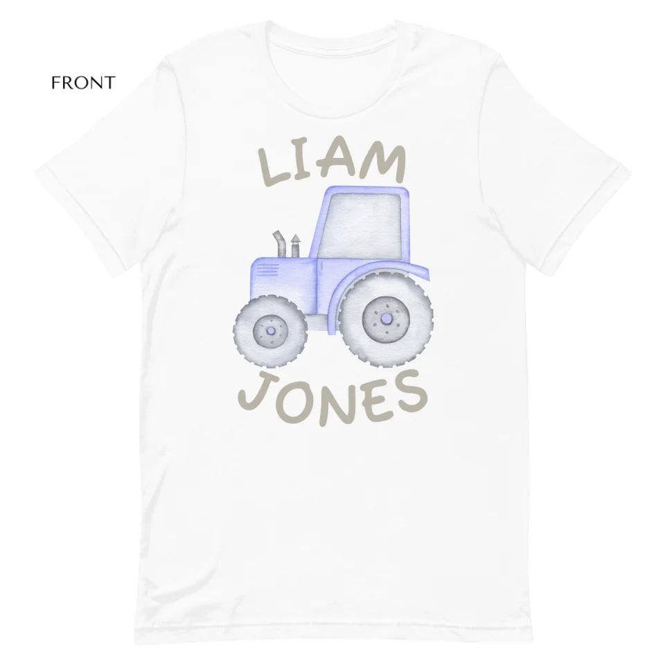 Custom Watercolor Blue Construction Trucks T-Shirt - ART-TSH161 - ARTFULANE