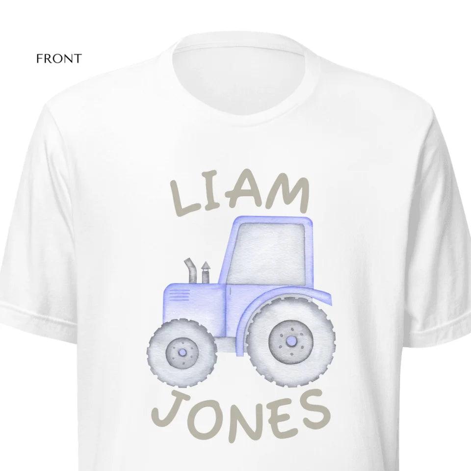 Custom Watercolor Blue Construction Trucks T-Shirt - ART-TSH161 - ARTFULANE