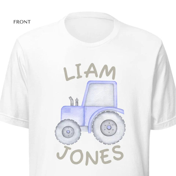 Custom Watercolor Blue Construction Trucks T-Shirt - ART-TSH161 - ARTFULANE