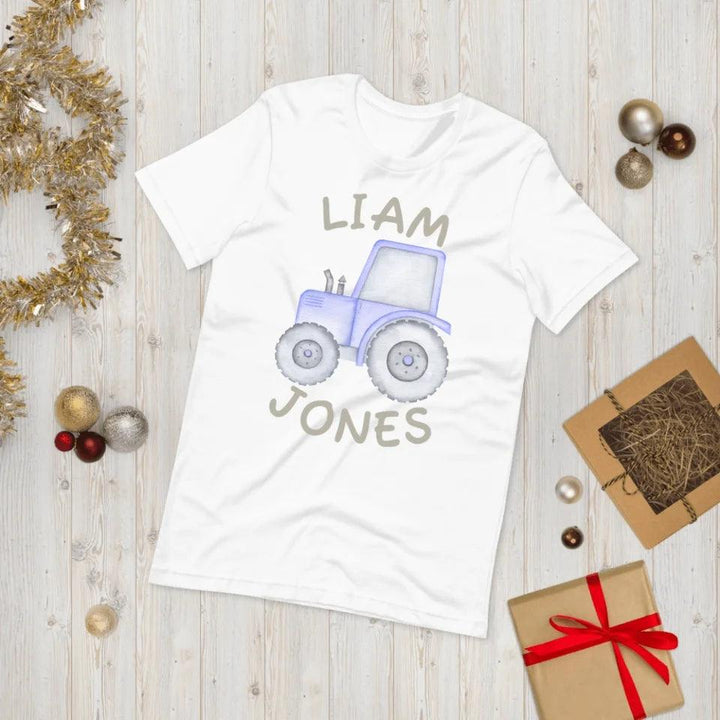 Custom Watercolor Blue Construction Trucks T-Shirt - ART-TSH161 - ARTFULANE