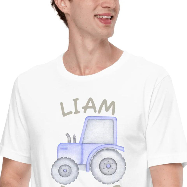 Custom Watercolor Blue Construction Trucks T-Shirt - ART-TSH161 - ARTFULANE