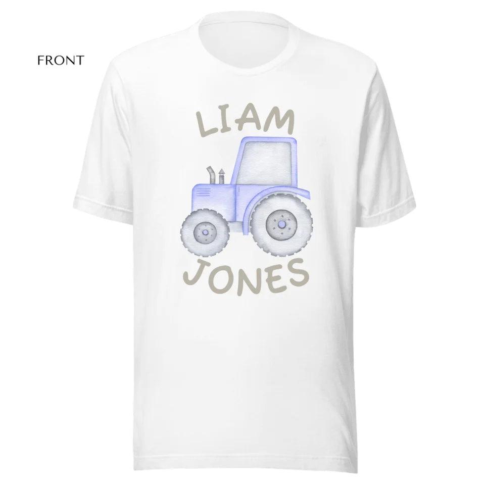 Custom Watercolor Blue Construction Trucks T-Shirt - ART-TSH161 - ARTFULANE