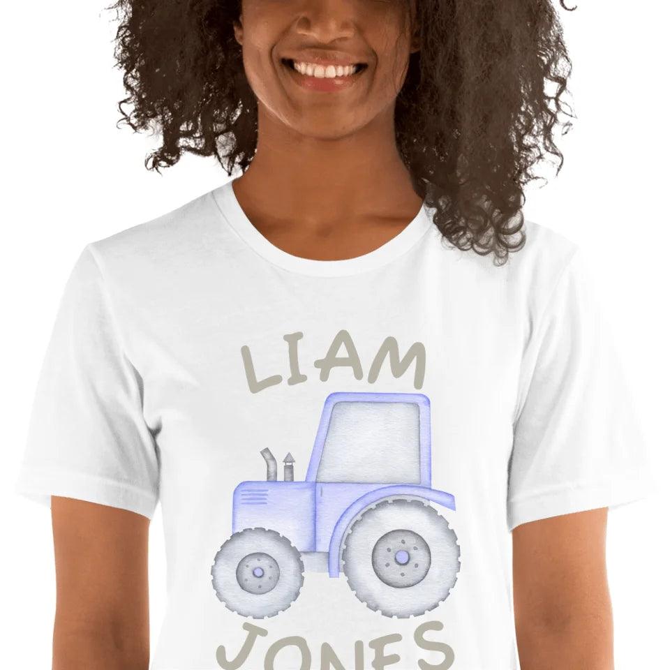 Custom Watercolor Blue Construction Trucks T-Shirt - ART-TSH161 - ARTFULANE